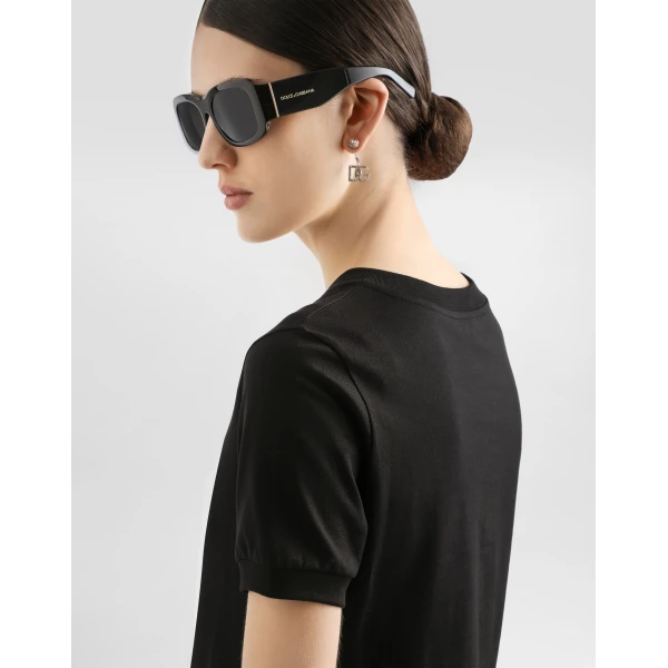 Dolce & Gabbana Cotton T-shirt with Crystal DG logo Top, view 5