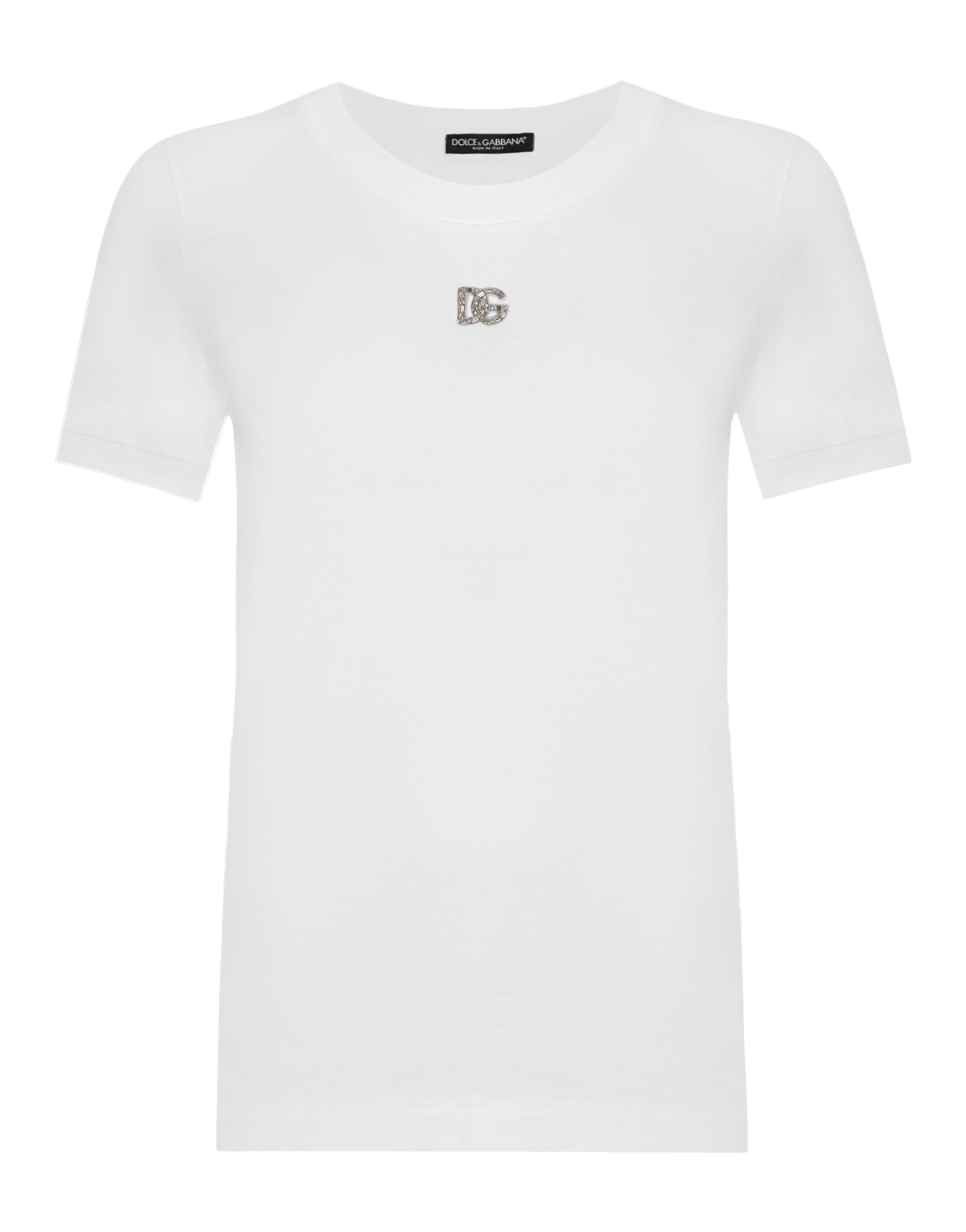 Dolce & Gabbana Cotton T-shirt with Crystal DG logo