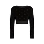 Dolce & Gabbana Cotton chenille crop top with jacquard DG logo
