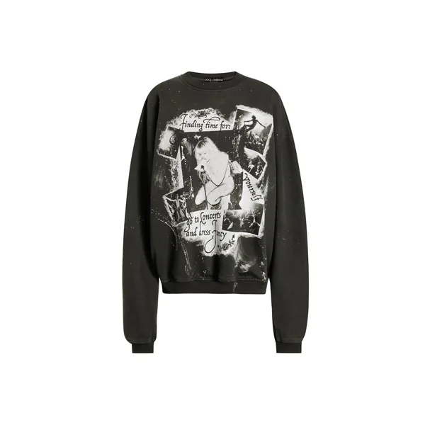 Dolce & Gabbana Cotton crew neck sweatshirt with print Top