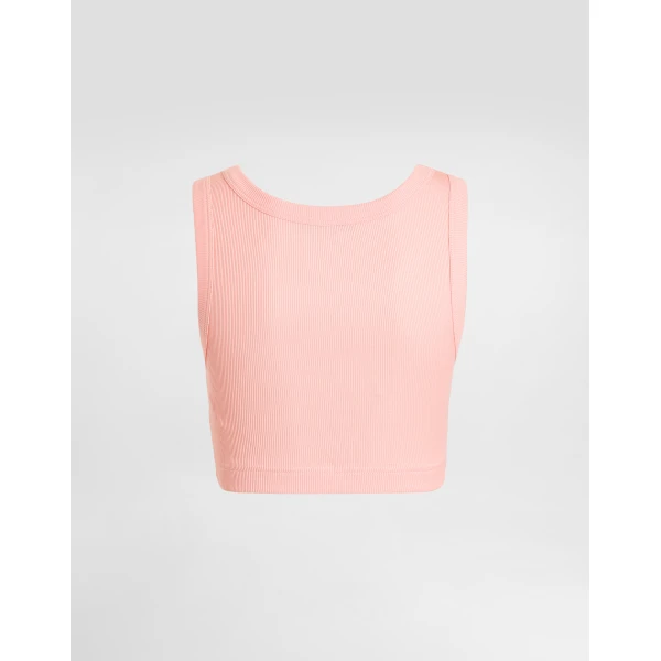 Dolce & Gabbana Cotton cropped tank top with logo, view 2