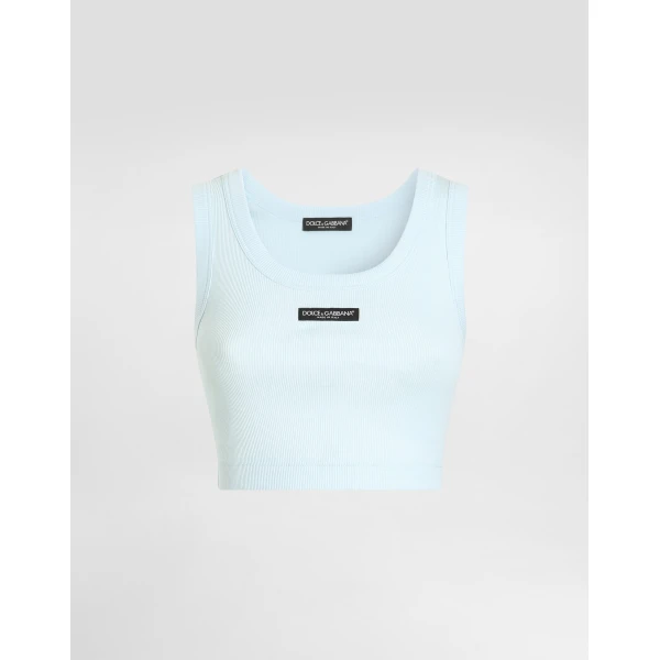 Dolce & Gabbana Cotton cropped tank top with logo