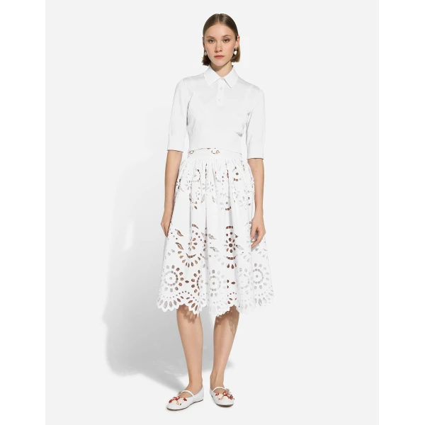Dolce & Gabbana Cotton midi circle skirt with cut-out detailing, view 2