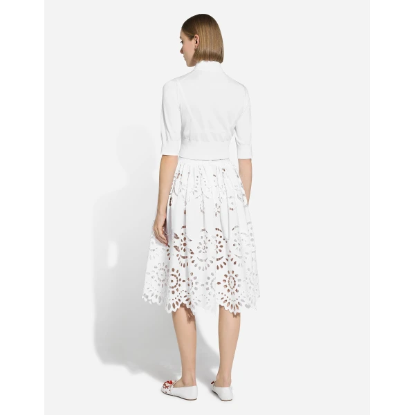 Dolce & Gabbana Cotton midi circle skirt with cut-out detailing, view 3
