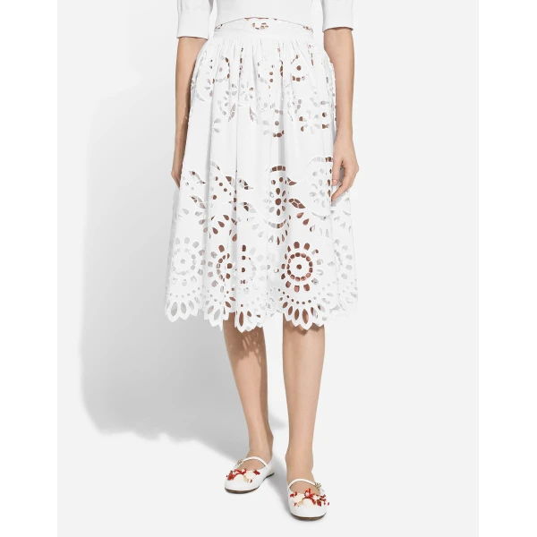Dolce & Gabbana Cotton midi circle skirt with cut-out detailing, view 4