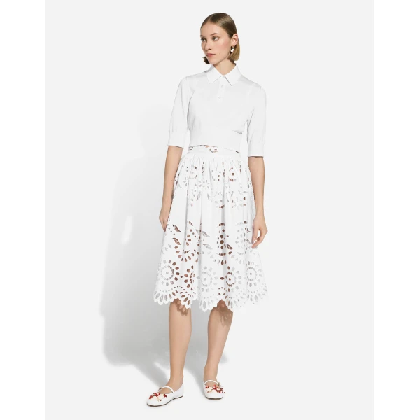 Dolce & Gabbana Cotton midi circle skirt with cut-out detailing, view 5