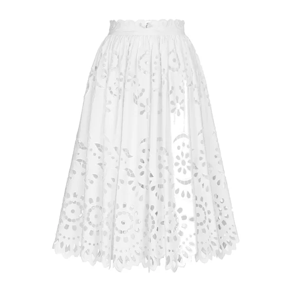 Cotton midi circle skirt with cut-out detailing