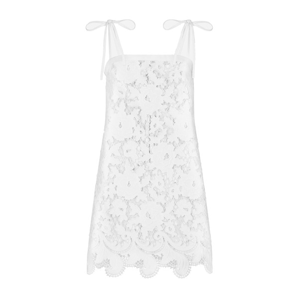 Dolce & Gabbana Cotton minidress with floral openwork embroidery Dress
