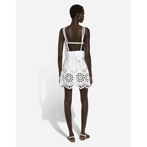 Dolce & Gabbana Cotton minidress with straps and cut-out detailing Dress, view 3