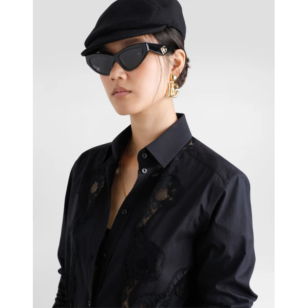 Dolce & Gabbana Cotton poplin shirt with lace inlay, view 5