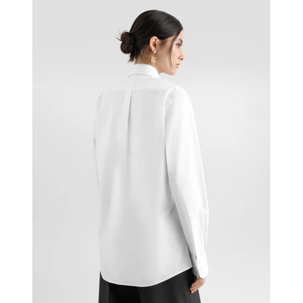 Dolce & Gabbana Cotton poplin shirt with lace inlay, view 5