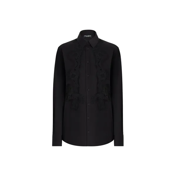 Dolce & Gabbana Cotton poplin shirt with lace inlay