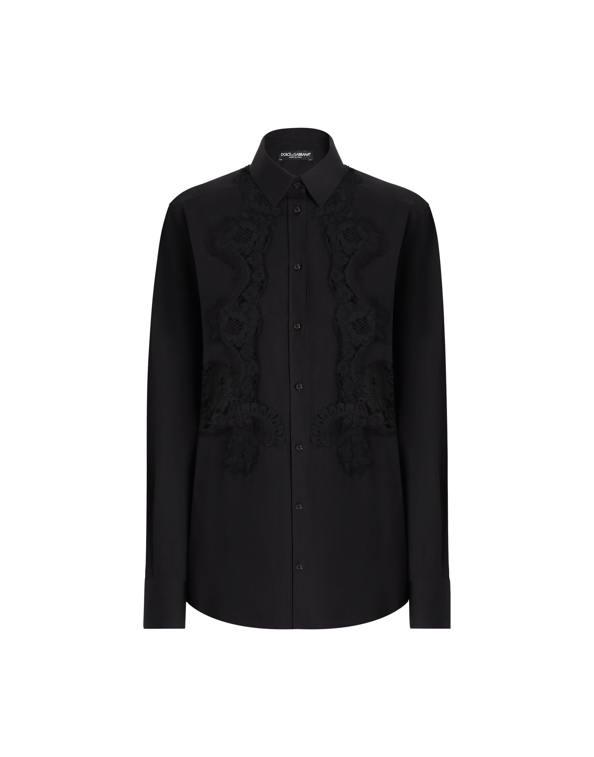 Dolce & Gabbana Cotton poplin shirt with lace inlay