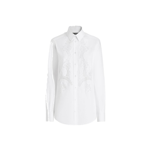 Dolce & Gabbana Cotton poplin shirt with lace inlay