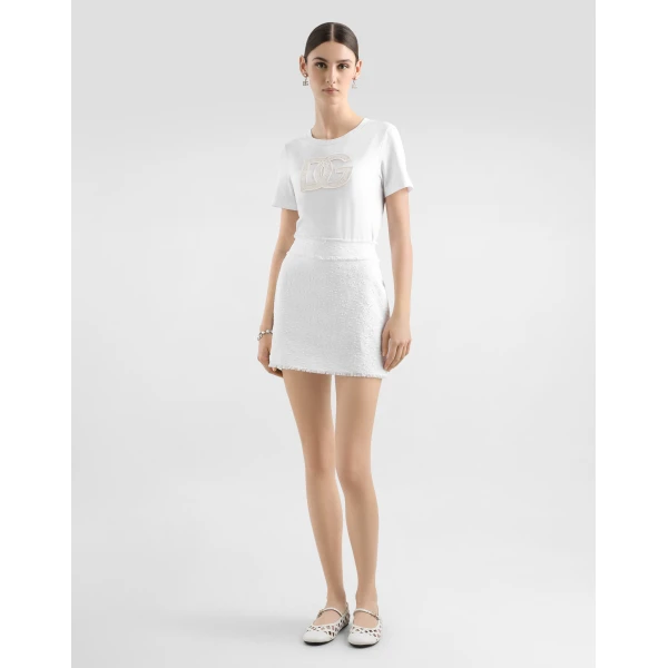 Dolce & Gabbana Cotton raschel tweed miniskirt Skirt, view 2