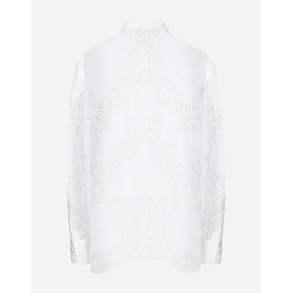 Dolce & Gabbana Cotton shirt with floral openwork embroidery, view 2