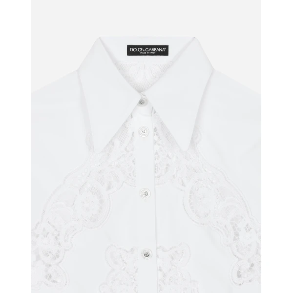 Dolce & Gabbana Cotton shirt with floral openwork embroidery, view 3
