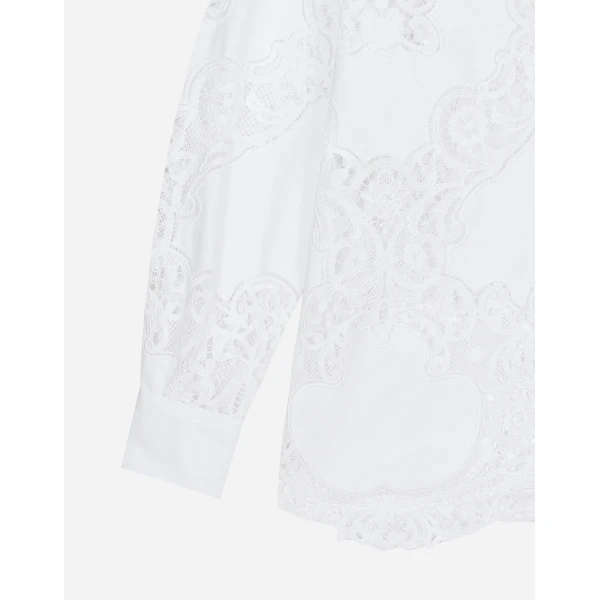 Dolce & Gabbana Cotton shirt with floral openwork embroidery, view 4