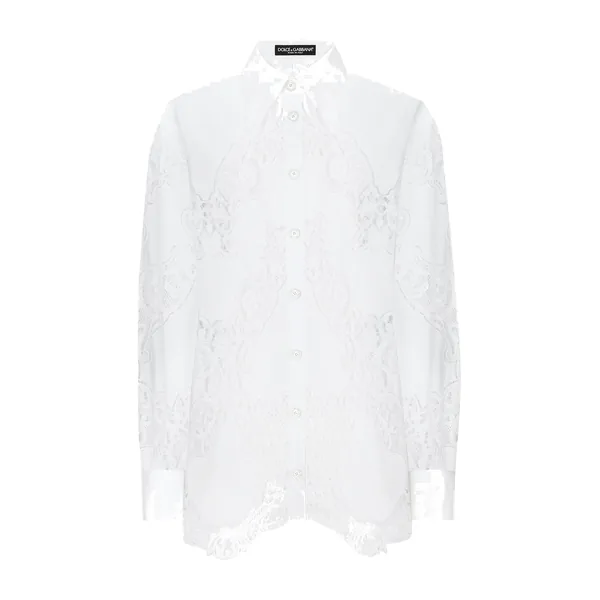 Cotton shirt with floral openwork embroidery
