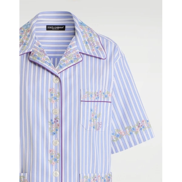 Dolce & Gabbana Cotton shirt with flower embroidery, view 3