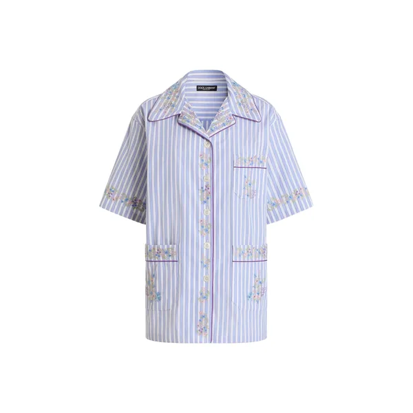 Cotton shirt with flower embroidery