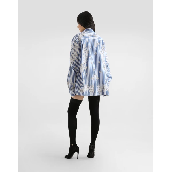 Dolce & Gabbana Cotton shirt with flowers and lace embroidery, view 3
