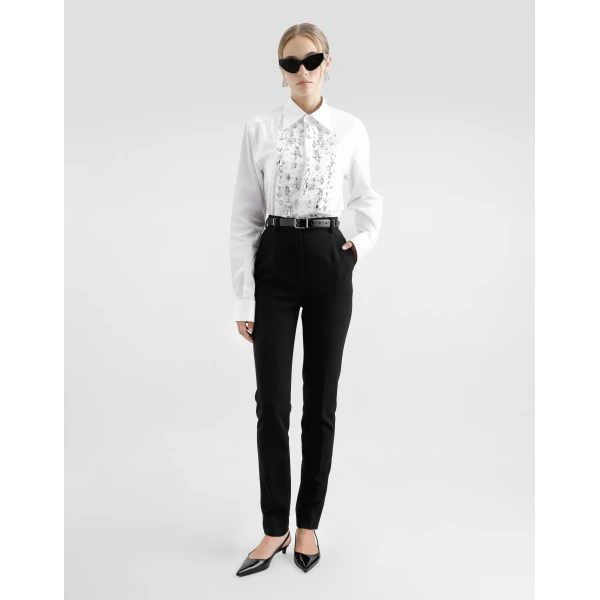 Dolce & Gabbana Cotton tuxedo shirt with rhinestone-embroidered shirt front, view 2