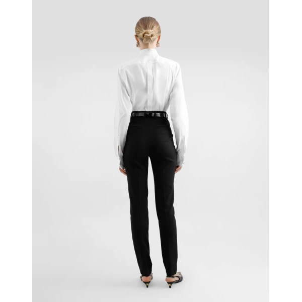 Dolce & Gabbana Cotton tuxedo shirt with rhinestone-embroidered shirt front, view 3