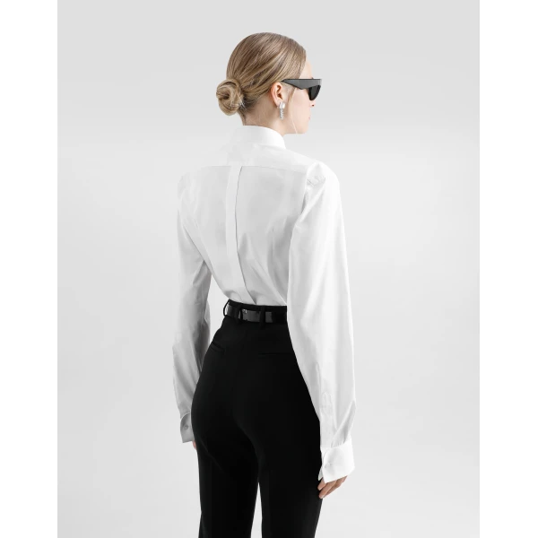 Dolce & Gabbana Cotton tuxedo shirt with rhinestone-embroidered shirt front, view 6