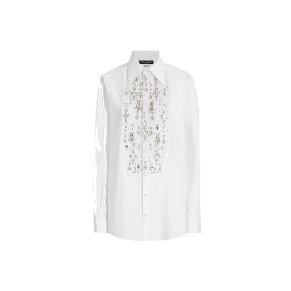 Dolce & Gabbana Cotton tuxedo shirt with rhinestone-embroidered shirt front