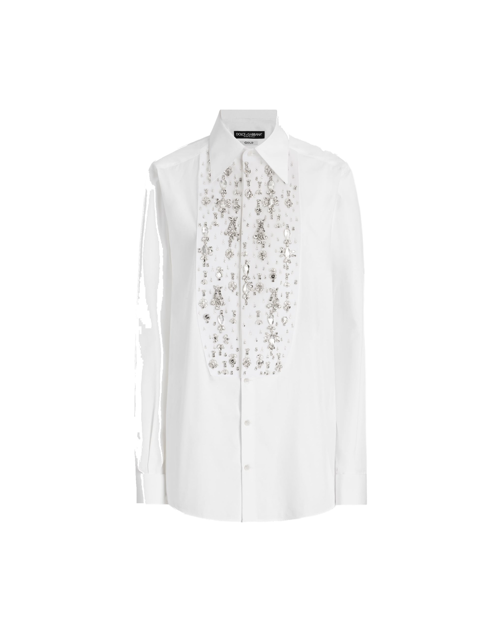 Dolce & Gabbana Cotton tuxedo shirt with rhinestone-embroidered shirt front