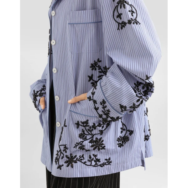 Dolce & Gabbana Cotton vanity shirt with flowers embroidery, view 5