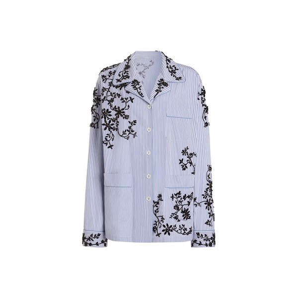 Dolce & Gabbana Cotton vanity shirt with flowers embroidery