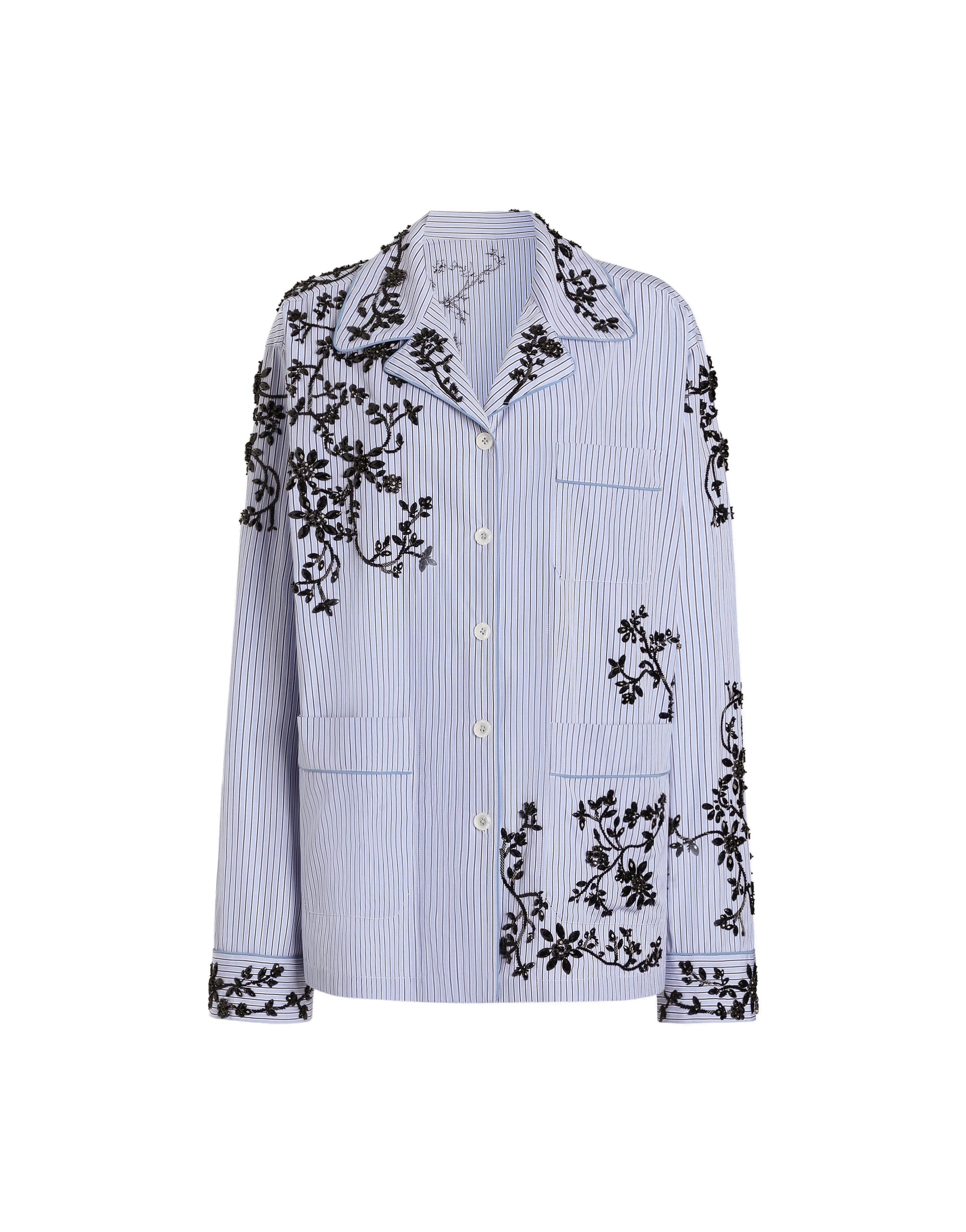 Dolce & Gabbana Cotton vanity shirt with flowers embroidery