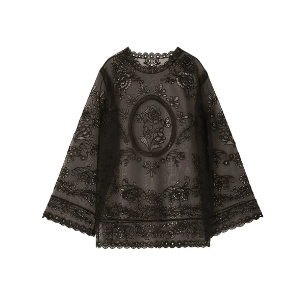 Crinoline A-line dress with inlay embellishment