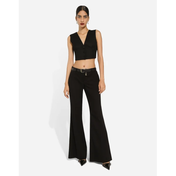 Dolce & Gabbana Cropped cady waistcoat with corset details, view 2