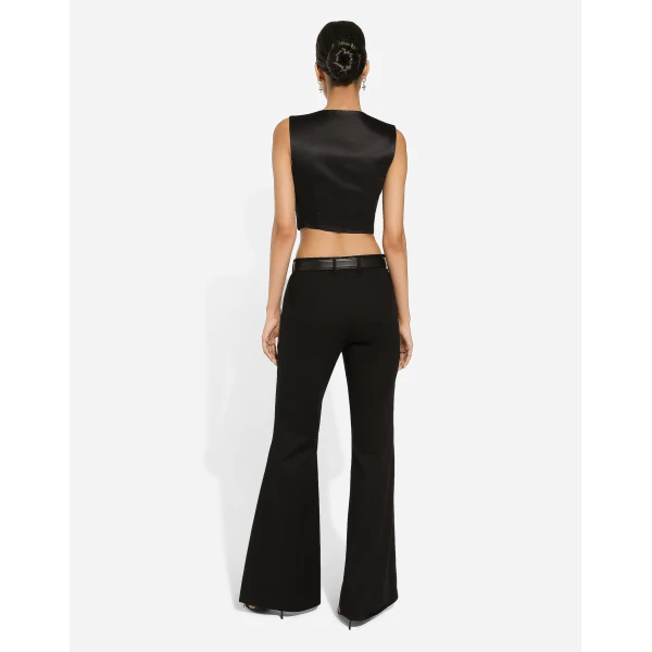 Dolce & Gabbana Cropped cady waistcoat with corset details, view 3