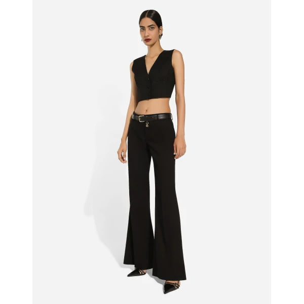 Dolce & Gabbana Cropped cady waistcoat with corset details, view 5