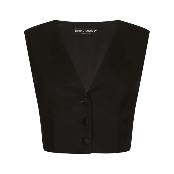 Cropped cady waistcoat with corset details