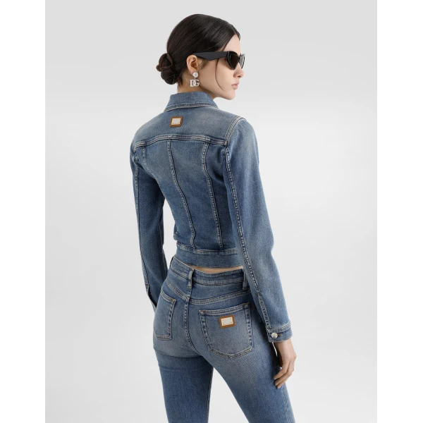 Dolce & Gabbana Cropped cotton denim jacket, view 5