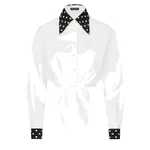 Dolce & Gabbana Cropped cotton poplin shirt with knot detail and polka-dot print