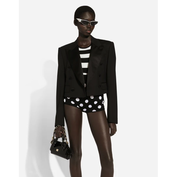 Dolce & Gabbana Cropped double-breasted wool tuxedo jacket, view 4
