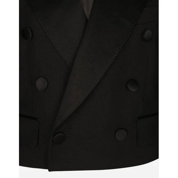 Dolce & Gabbana Cropped double-breasted wool tuxedo jacket, view 5