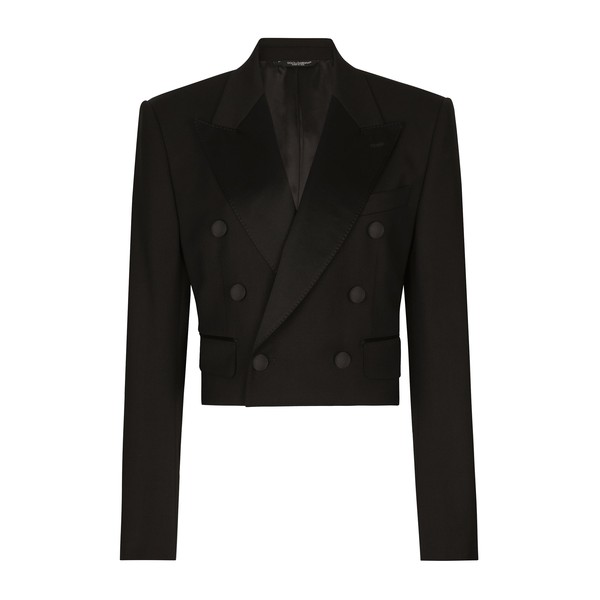 Dolce & Gabbana Cropped double-breasted wool tuxedo jacket
