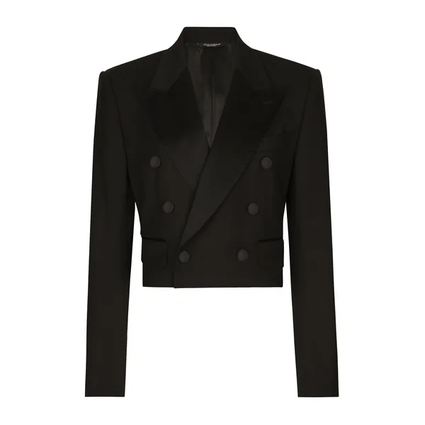 Dolce & Gabbana Cropped double-breasted wool tuxedo jacket