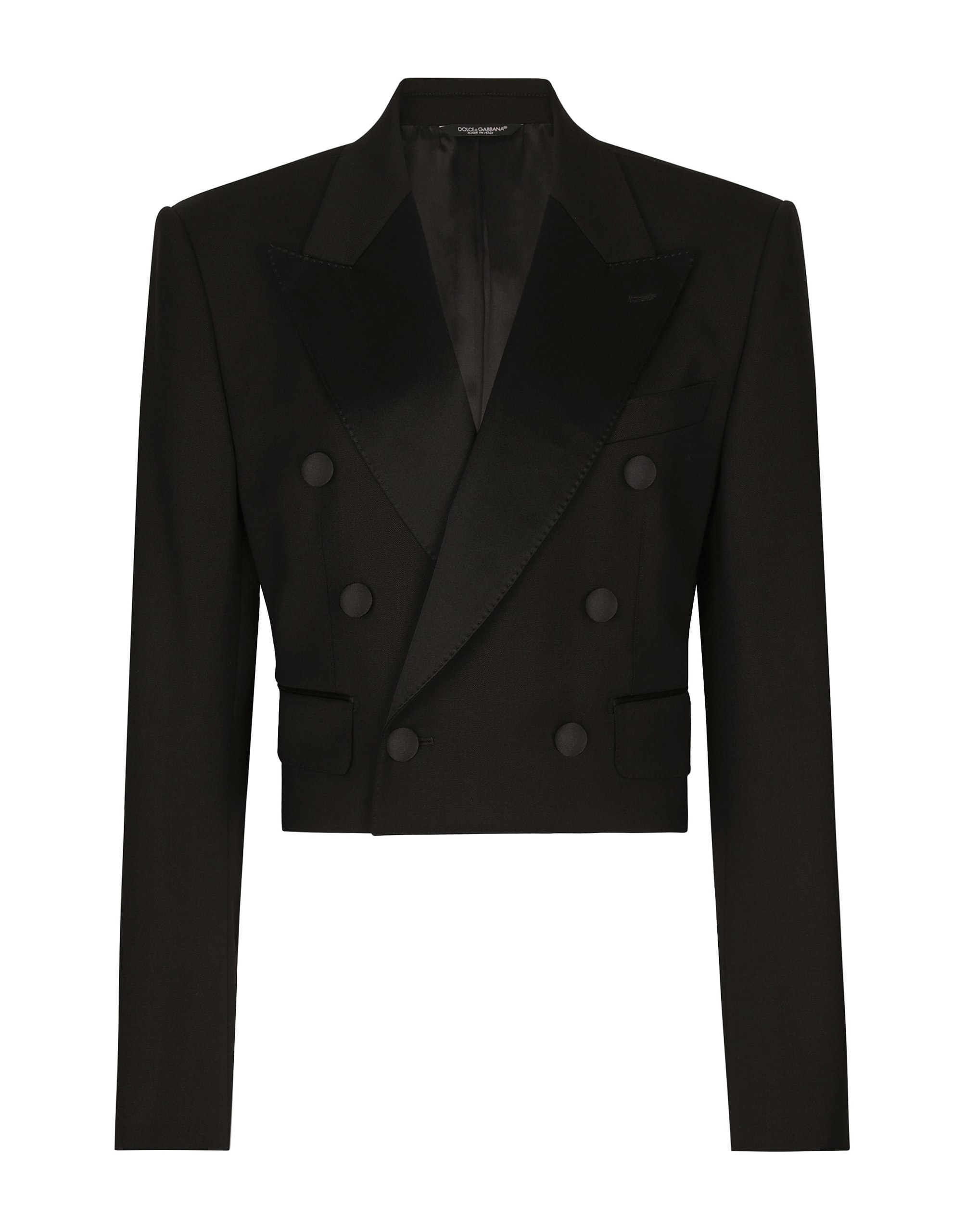 Dolce & Gabbana Cropped double-breasted wool tuxedo jacket