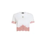 Dolce & Gabbana Cropped jersey T-shirt with DG logo and lace inserts Top