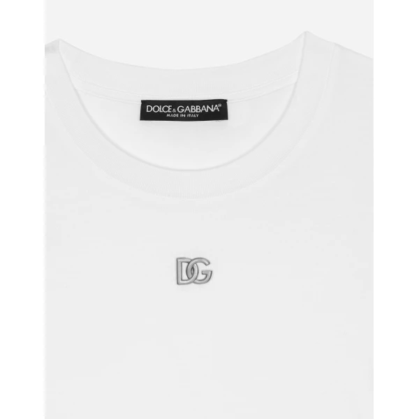Dolce & Gabbana Cropped jersey T-shirt with DG logo Top, view 3