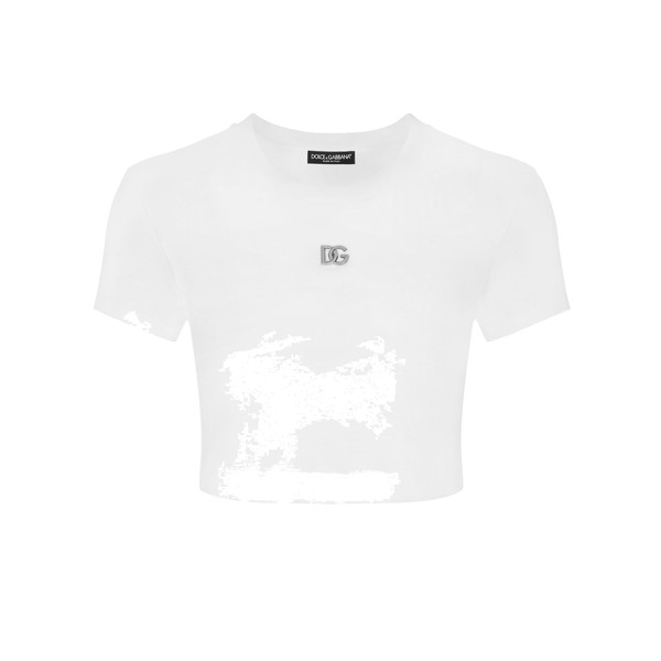 Dolce & Gabbana Cropped jersey T-shirt with DG logo Top