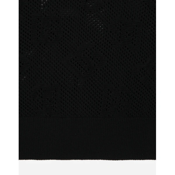 Dolce & Gabbana Cropped mesh-stitch viscose sweater with jacquard DG logo, view 3